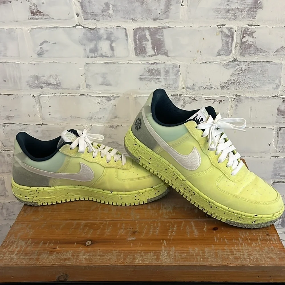 Nike Air Force 1 Crater Lt Lemon Twist White Shoes DH2521 700 Men's Size 9.5